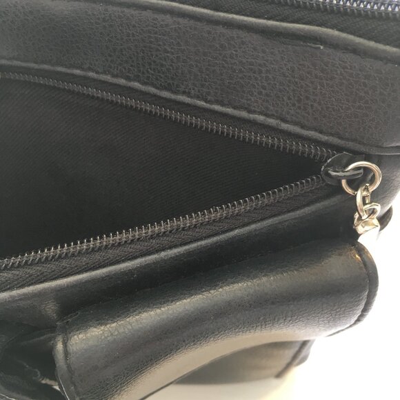 VINTAGE Black Leather Cross Body Purse - Picture 12 of 14